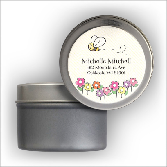 Happy Bumblebee Address Labels Tin