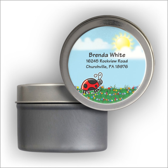 Lady Bug Address Labels Tin