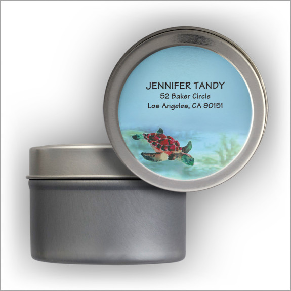 Watercolor Sea Turtle Address Labels Tin