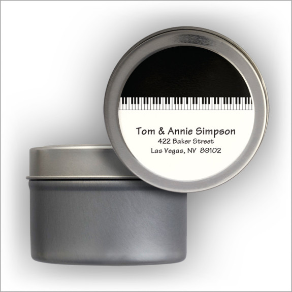 Piano Keys Address Labels Tin