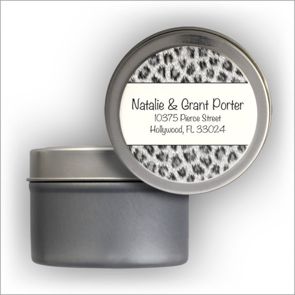 Snow Leopard Pattern Address Labels Tin
