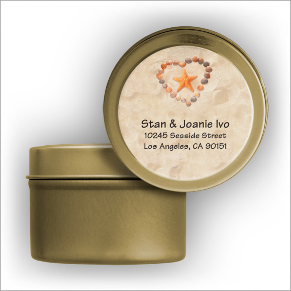 Beach Heart Address Labels Tin