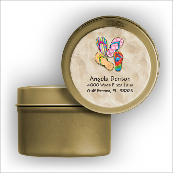 Sandals Address Labels Tin