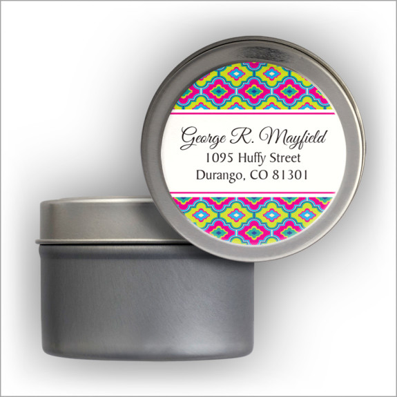 Moroccan 2 Square Address Labels Tin
