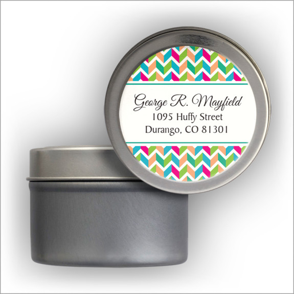 Chevron 2 Square Address Labels Tin