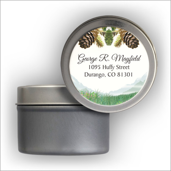 Mountain Square Address Labels Tin