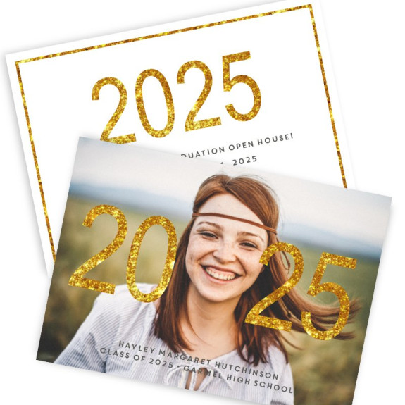 Graduation Shimmer Year Photo Card Invitation