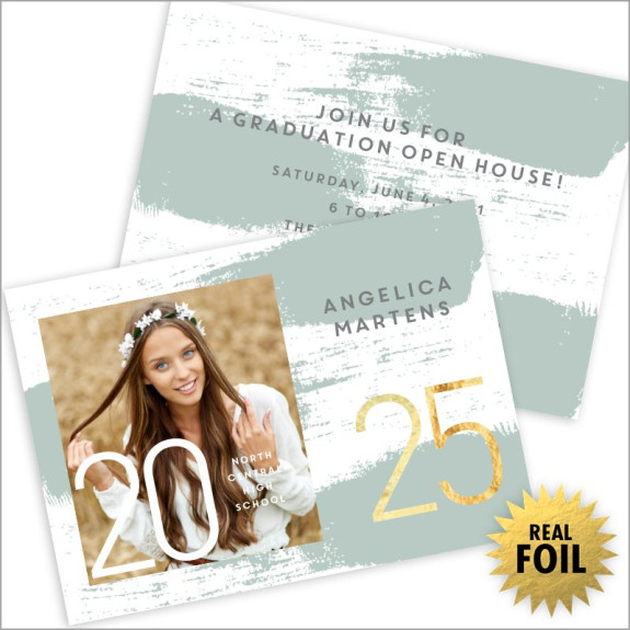 Graduation Year Foil Photo card Invitation