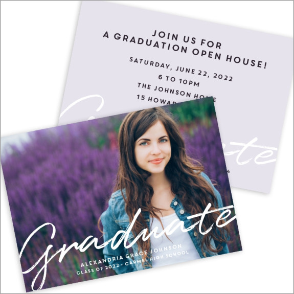 Script Graduate Photo Card Invitation