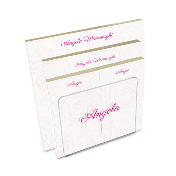 Flourish Memo Pad Set & Acrylic Holder