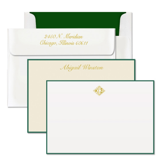 Foil Stamped Hunter Bordered Correspondence Cards 