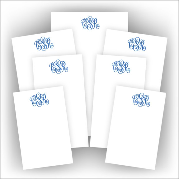 Desk Memo Pad Set  with Monogram - White