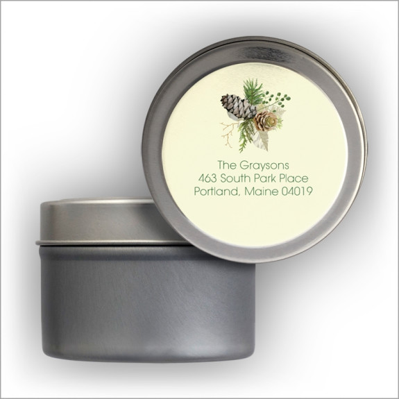 Pinecone Return Address Labels Tin