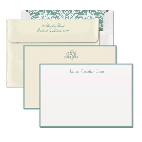 Sage Hand Bordered Correspondence Cards