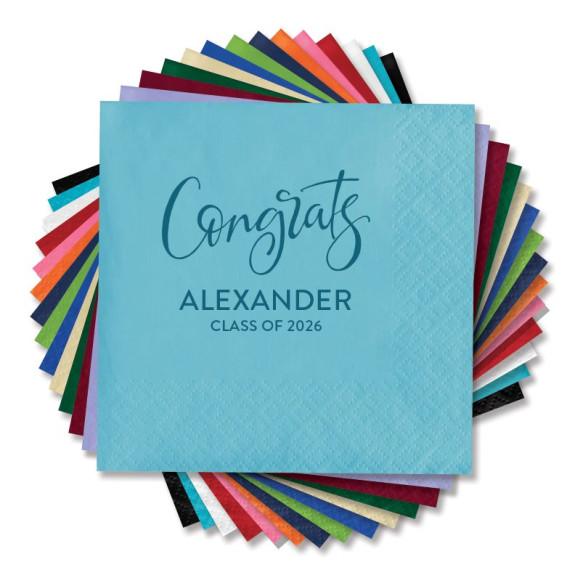 Congrats Grad - Letterpress Beverage Napkins