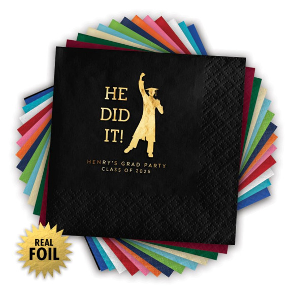 He Did it!  - Foil Napkins