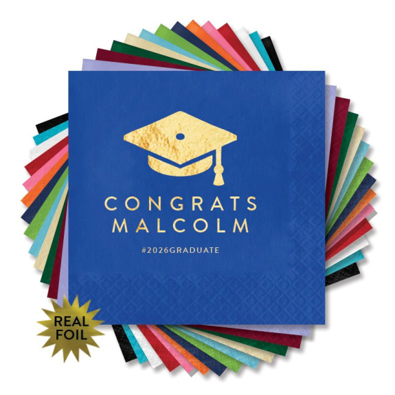Congrats Cap - Foil Beverage Napkins