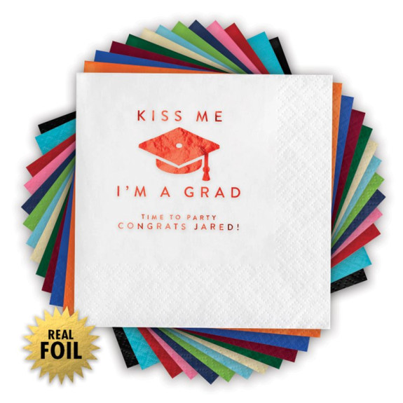 Kiss Me Grad - Foil Napkins