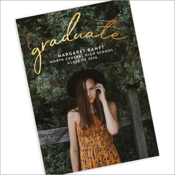 On An Arc Faux Foil Graduation Announcement