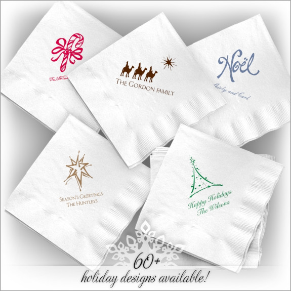 Holiday DYO White Beverage Napkin - with Design