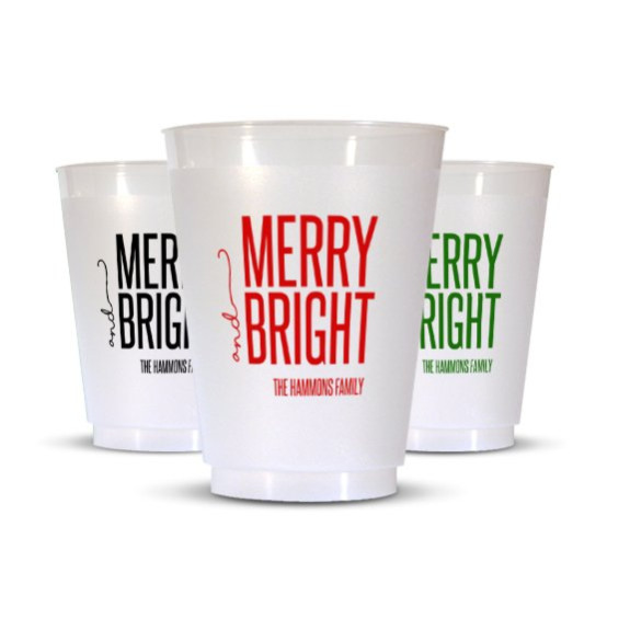 Merry and Bright Large Tumblers Modern Imprint Design 3