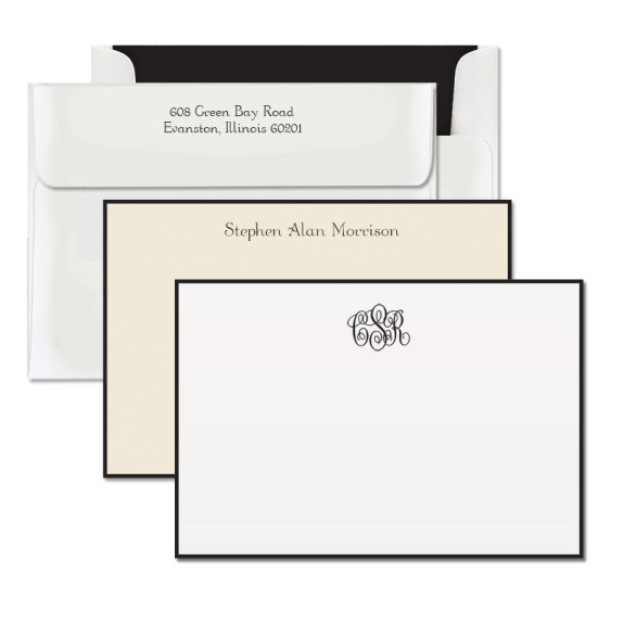 Classic Black Hand Bordered Correspondence Cards