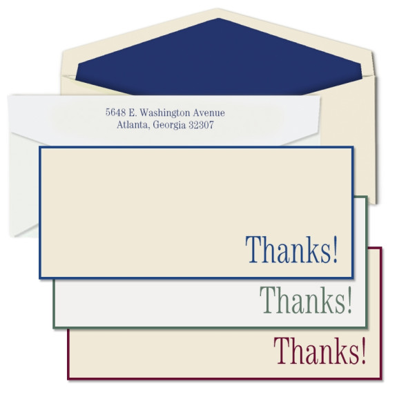 Slender Hand Bordered Correspondence Cards - Thanks!