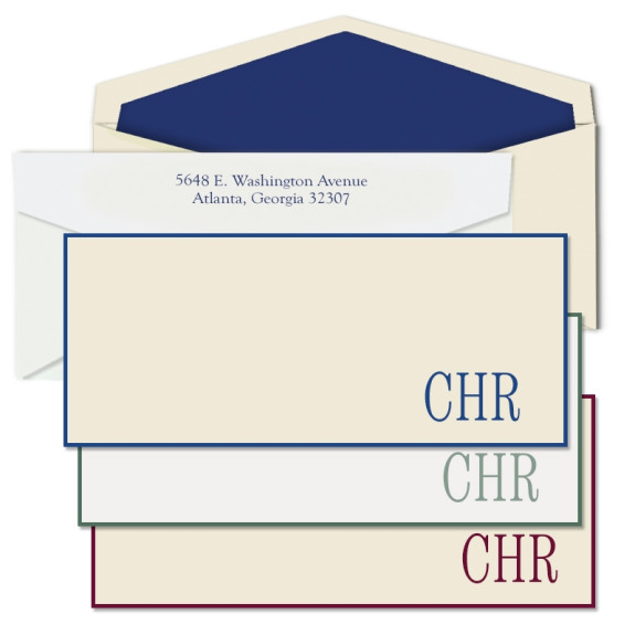 Slender Hand Bordered Correspondence Cards - with Initials