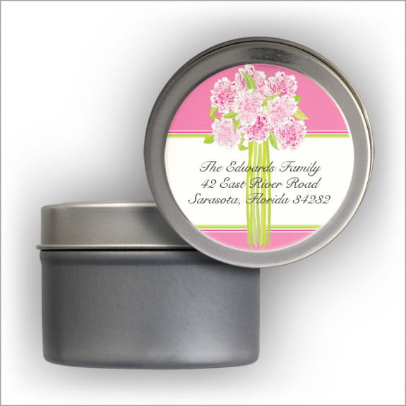 Pretty Peonies Labels Tin