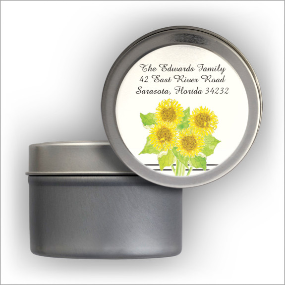 Sunflowers Labels Tin