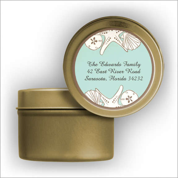 Beach Shells Labels Tin