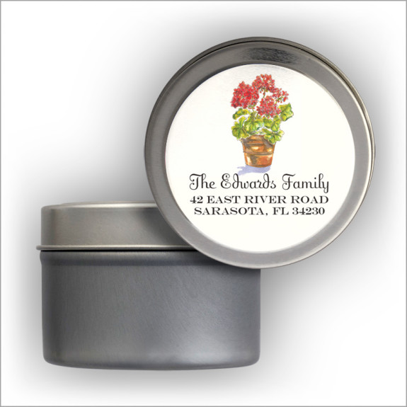 Geraniums Labels Tin