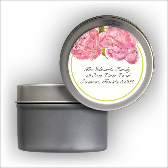 Peonies Labels Tin