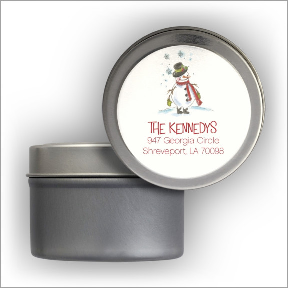 Snowman Cheer Return Address Labels Tin