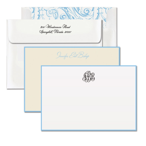 French Blue Bordered Correspondence Cards