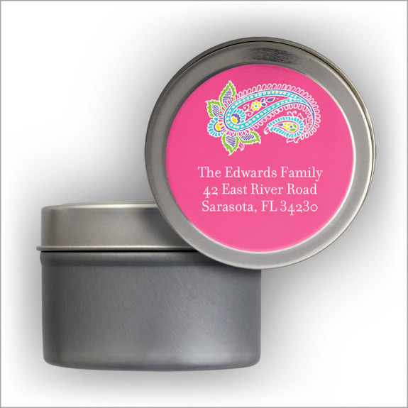 Magenta Bombay Labels Tin