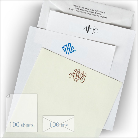 Best Value! Our Standard Box - Qty 100 Shts 100 Env. - Monogram