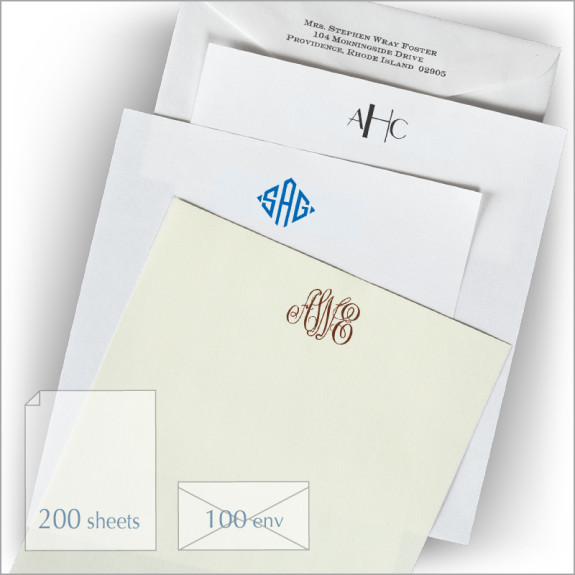 Best Value! Our Standard Box - Qty 200 Shts 100 Env. - Monogram