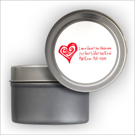 Big Heart Address Labels Tin