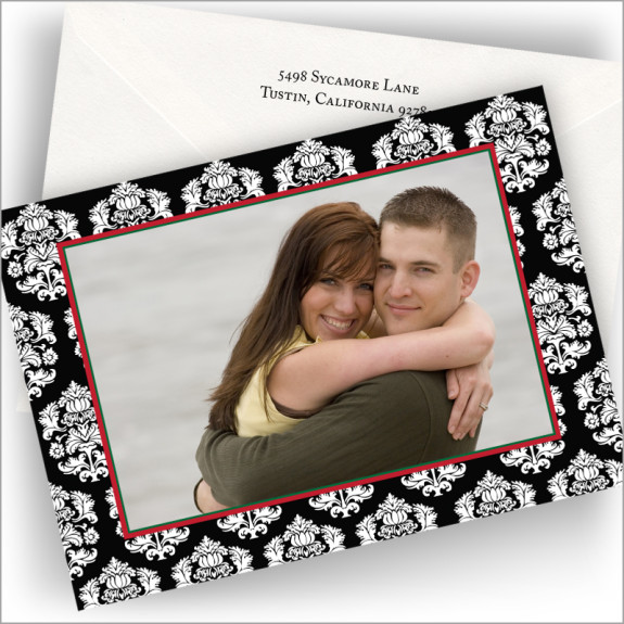 Black Damask Photo Cards - Horizontal