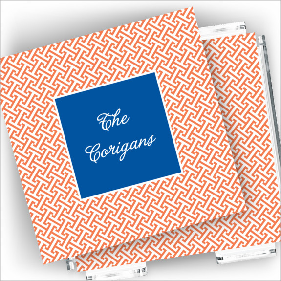 Designer Coasters and Holder - Coral Key