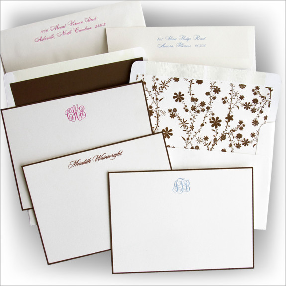 Espresso Hand Bordered Correspondence Cards
