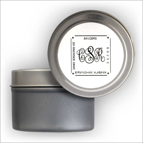 Monogram Address Label Tin - White