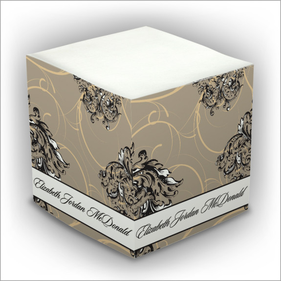 Taupe Swirl Self Stick Memo Cube - Style 10