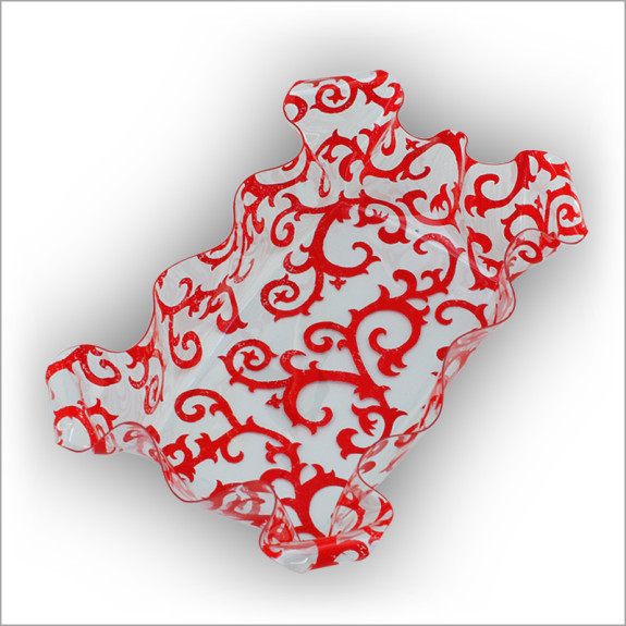 Red Filigree Plaid Guest Acrylic Holder