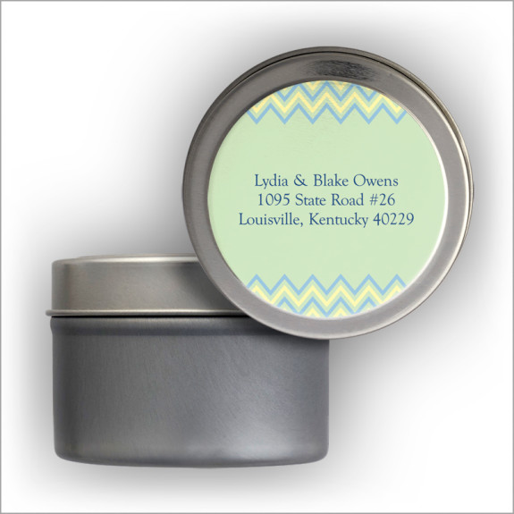 Sage Chevron Address Labels Tin
