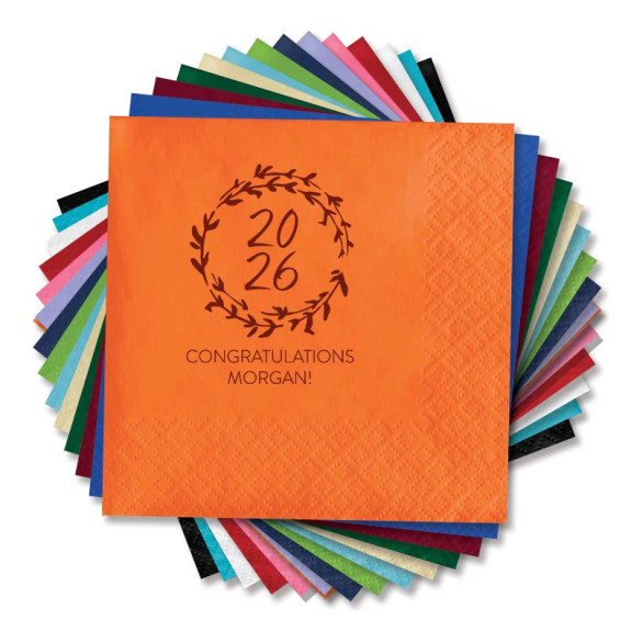 Year Grad Wreath - Letterpress Napkins