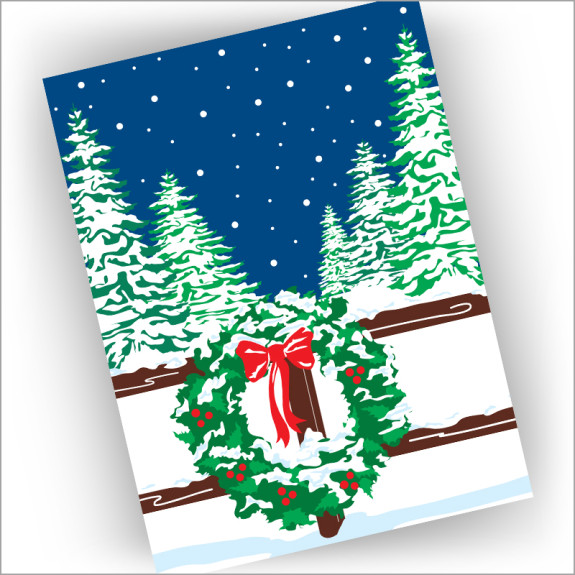 Wreath and Fence Holiday Cards