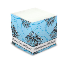 Blue Flourish Self Stick Memo Cube - Style 16