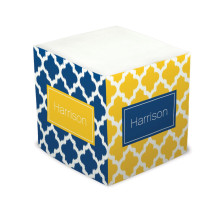 Navy/Yellow Lattice Self Stick Memo Cube - Style 39